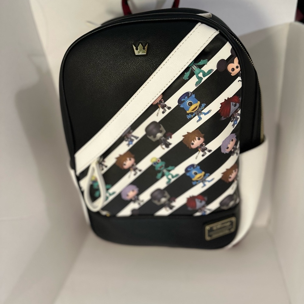 Disney Loungefly Black and White Stripe Backpack Funko Pop Mickey Mouse